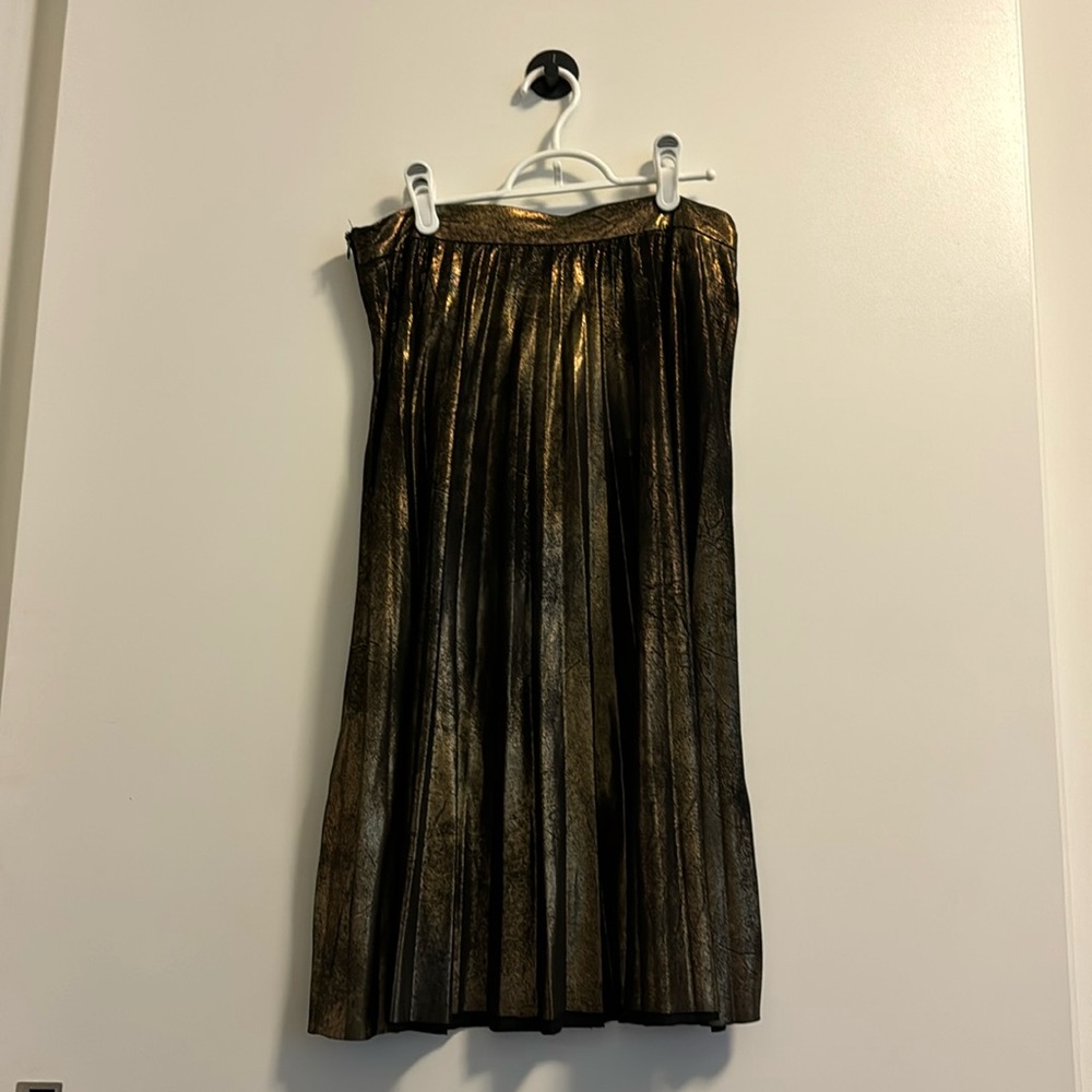 Zara Metallic Pleated Skirt